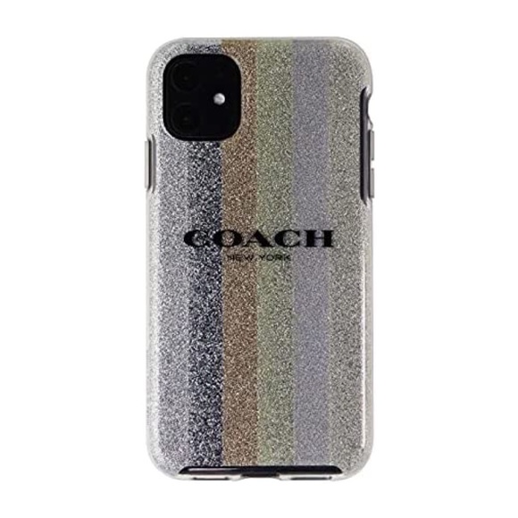 Coach Protective Case for iPhone 11 Glitter Americana Neutral Silver Glitter